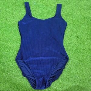 Vintage White Stag‎ Women's 12 Blue One Piece Bathing Suit Swim Beach